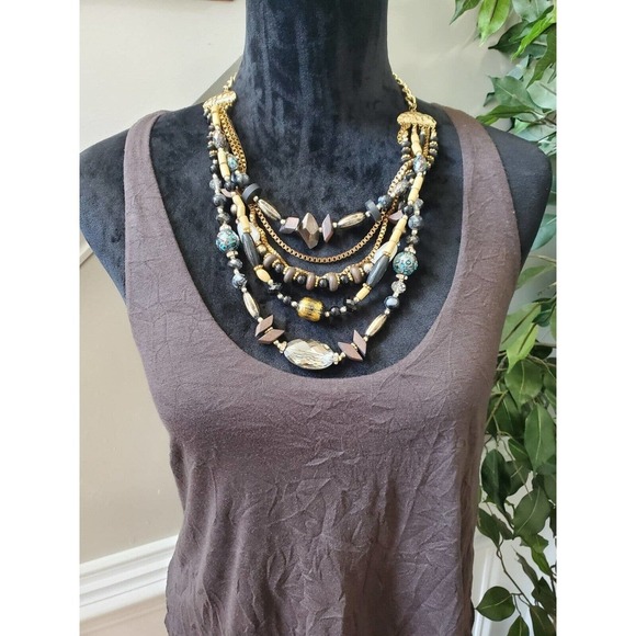 Surrealist Women's Gray Polyester Scoop Neck Sleeveless Knee Length Dress Size 1 - Picture 2 of 10